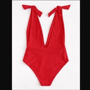 Swim - Plunge Neck Knot Swimsuit Swim - Plunge Neck Knot Swimsuit